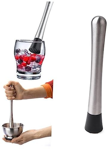 IMIKEYA Stainless Steel Cocktail Bar Tools Muddler Stirrer Ice Crusher Smooth Plastic Handle for Easy Mixing