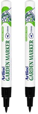 Artline Pack of 2 Garden Marker Pens (Black). Garden Markers for Plants, Pots or Tools. UV-Resistant, Waterproof Pens for Outdoors - Genuine Fine Permanent Markers & Marker Pens