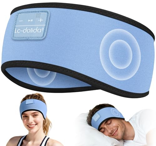 LC-dolida Schlafkopfhörer Bluetooth Sport Stirnband, 15h Akku & HiFi-Stereo | Weiches 4D-Gewebe,Beeindruckendem Klang,Komfort,tragbar für Reisen/Meditation/Yoga, tolles Unisex-Geschenk