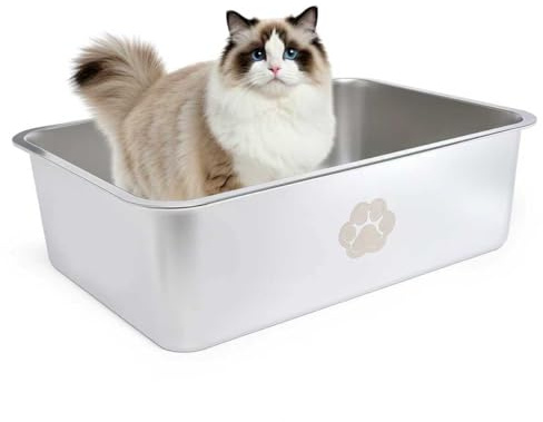 Bac à litière pour chat - Grand bac à litière pour chat - 50 x 35 x 15 cm - Sans odeur - Antiadhésif - Surface lisse (50 x 35 x 15 cm)
