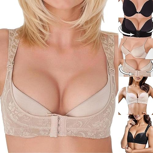 Oktoberfest Dirndl Push-Up BH Büstenhebe Schwarz/Hautfarben Gr S-XXL 2025. (001 Beige, M)