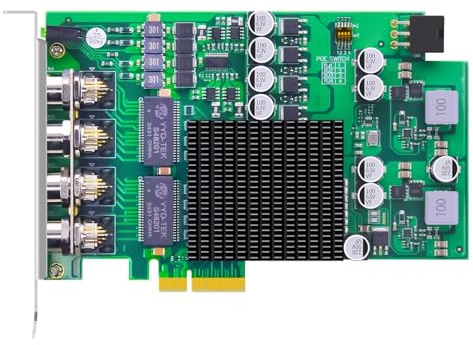 GLOTRENDS ST7478 Tarjeta de Red PoE+ M12 de 4 Puertos, Diseño Protegido contra Sobretensiones para Instalación al Aire Libre, Interfaz PCIE 2.0 X4