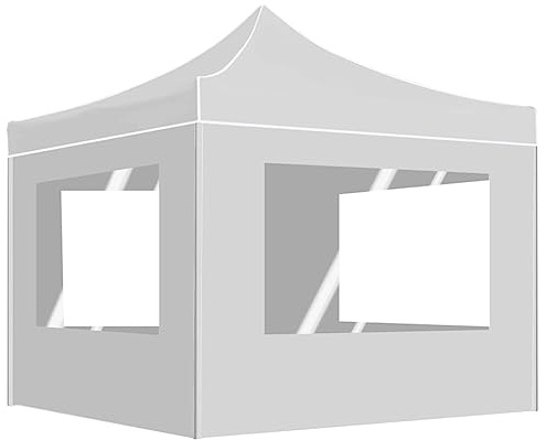 Tente de Réception Extérieure, 2x2m avec Structure Aluminium, Chapiteau de Jardin Pliable, Toit Anti-UV, pour Événements en Plein Air, Jardin, Terrasse, Blanc