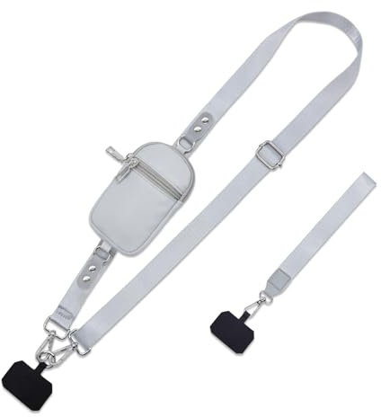 Long Keeper Phone Strap Crossbody with Wallet Adjustable Cellphone Wrist Lanyards Anti Theft Phone Neck Lanyard Replacement Purse Strap (Grey)