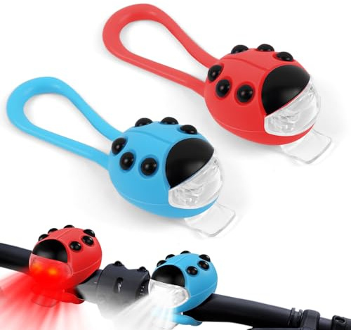 vsshe Lumière pour Trottinette, 2PCS Lumiere Velo Avant et Arriere, Lumière d'Avertissement LED en Silicone, 3 Modes d'Éclairage Buggy IP65 Étanche Feu Arrière pour Scoote/Poussette/Bicyclette