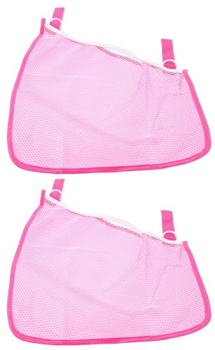LRXIYODE Bolsa de Malla para Cochecito de Ñiño, 2 Piezas, Color Rosa, Bandolera Lateral Ajustable, Organizador Portátil para Pañales y Accesorios en Cochecitos, Adecuado para Viajes y Uso