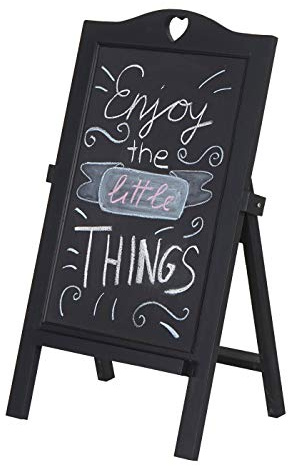 Mendler Werbetafel HWC-E51AM, Aufsteller Kreidetafel Kundenstopper Dekotafel, 66x39x33cm - schwarz lackiert | Aufsteller, Kreidetafel, Kundenstopper, Dekotafel