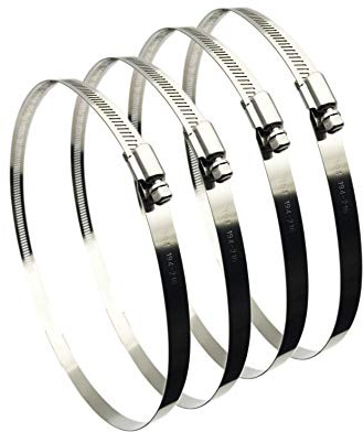4Pcs 194-216mm Hose Clips Adjustable 304 Stainless Steel Duct Clamps | Hose Clamp Pipe Clamp Air Ducting Clamp Worm Drive Hose Clamps for Ventilation Pipe Exhaust Hose