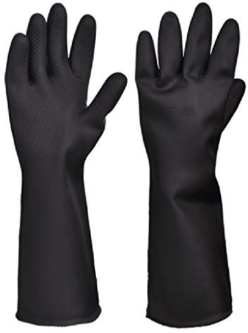 LXRZLS Guantes de protección Negros, Guantes químicos Guantes de Trabajo Largos de Goma, Resistentes al ácido, al álcali y al Aceite (Size : 45cm)