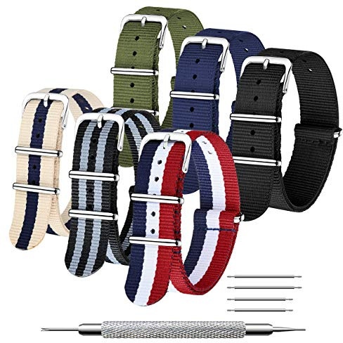 CIVO Armband Uhrenarmbänder Nylon Armband Ballistic Uhrenarmbänder 6 Packungen klare Farbe Ersatz Uhrenarmbänder für Männer Frauen
