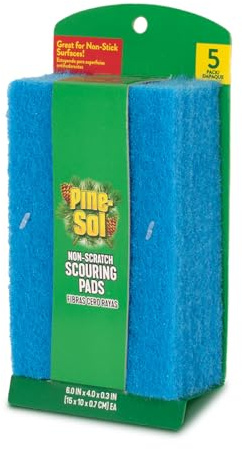 Pine-Sol Non Scratch Scouring Pads - Household Scrubbing Tool for Cleaning Nonstick Cookware and Surfaces - 5 Pack