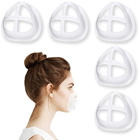 Silicone Mask Bracket for Cloth Mask Inner Support Frame Face Mask Cage Insert to Keep Off Face Cool Mask Spacer for Breathing Mask Hack DIY Accessories, 5pcs