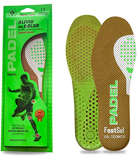 Footgel - Padel-innersulor | Andningsbara, bekväma sportgelsulor för män och kvinnor, stabilisatorer, förhindrar skador, fotsmärta, knän och ländryggen | Storlek 39 till 42