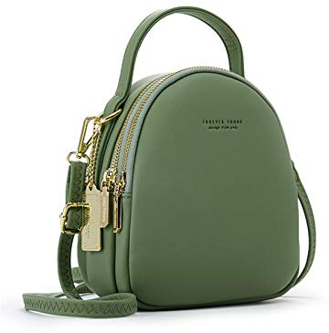 PORRASSO Mini Mochila Mujer Moda Bolso Muchacha Impermeable Bolsa de Hombro con Orificio para Auriculares Cuero Daypack Viaje Cita Mochila Pequeña Verde