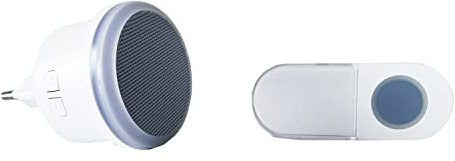 Heidemann Funkgong-Set Mellow 230 V (Sender + Empfänger, 20 Melodien einstellbar, Reichweite ca. 100 m, Türklingel, Haustürklingel, Sender wetterfest, Haustürklingel Set, Funkklingel) 70703