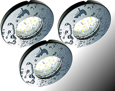 Trango 3er Set 6729IP65-031MO IP65 LED Einbaustrahler in Anthrazit matt inkl. 3x 5 Watt 3000K warmweiß Ultra Flach LED Modul für Bad Einbauspots, Dusche Deckenstrahler, Deckenlampe, Badleuchte