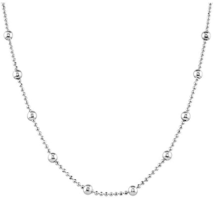 Treasure Bay 925 Sterling Silber Kugelketten-Halskette für Damen und Mädchen – 4 mm / 1,2 mm Perlen – Längen 40–60 cm
