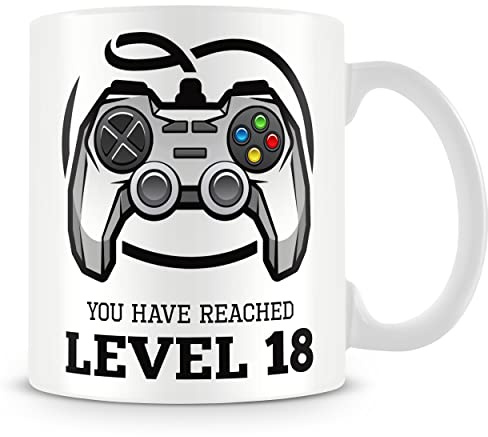 MUGGZ Personalised 18th Birthday Gamer Mug – Level 18 Unlocked – Add Name | You Have Reached Level 18 – Gaming Gift for Him & Her – 18th Birthday Mug for Gamers – 11oz