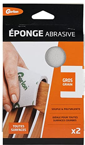 Gerlon Lot 2 Eponge Abrasive pour poncer Grain Gros Made in France ADSEGR Neutre