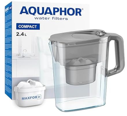 AQUAPHOR Jarra Filtradora de Agua Compact con 1 Filtro Maxfor+ 200L - 2,4l - Gris