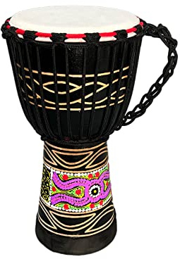 BALSTD Djembe Trommel Professionell Handgeschnitzt Ziegenleder Trommelkopf aus Westafrikanischen Stil Tamburin Bongo Percussion (Schwarze Wolken)
