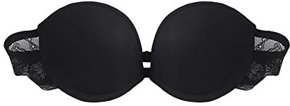 TOFBS Reggiseno Senza Spalline per Donna Ragazze Sexy Fibbia Anteriore Reggiseno a Fascia Bandeau con Ferretto Reggiseno Schiena in Pizzo Push Up Bralette Invisibile Bra (Nero,M)