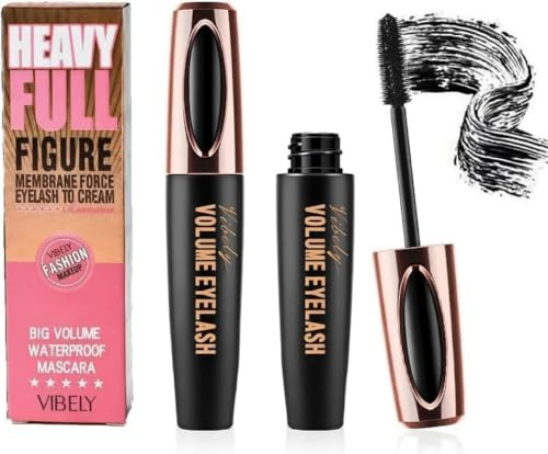 Black Waterproof Mascara - 4D Silk Fiber Lash Extension for Intense Volumising & Lengthening - Best Mascara for Volume and Length, Smudge-Proof, Long Lash Mazzy in Black