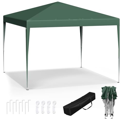 WOLTU Pavillon Pop-Up wasserdichter Faltpavillon Sonnenschutz Event Pavillon Gartenpavillon auf Terrasse Camping Festival Pagodenzelt aus Oxford Metallrahmen 3 x 3 m Grün