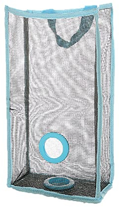 Plastic Bag Holder, Grocery Bag Storage Holder,Breathable Mesh Hanging Storage Dispensers,Hanging Reusable Storage Mesh Bag Vegetable Bag for Fruit Garlics Garbage(L-Blue)