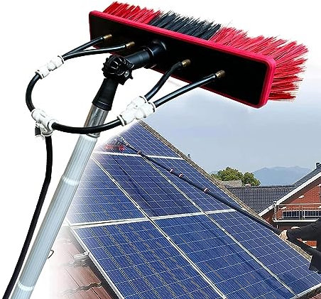 6M Wash Spazzolone Kit Spazzola Vetri, per Pulizia di Pannelli Fotovoltaici e Solari, Kit di Pulizia Telescopico Il palo singolo pesa solo 0,25 kg Spazzola Telescopica Alimentata ad Acqua