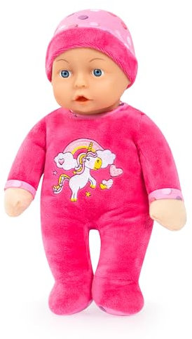 Bayer Design 93029AC Babypuppe, Spielpuppe, Kuschelpuppe, weich, ca. 30 cm, Rosa, Einhorn