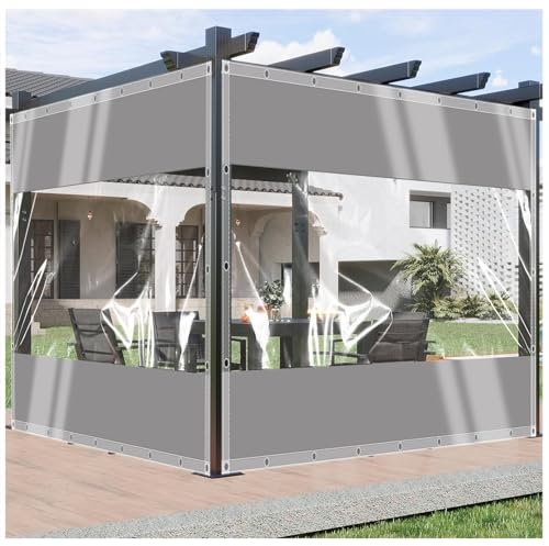 ZHJSHOU Lonas Impermeables con Ojales Exterior Transparent 0.8x0.8m,Lona de protección Resistente a la Rotura, 0.5mm Personalizable Lona de Plástico para Terrazas Balcon,Muebles de jardín