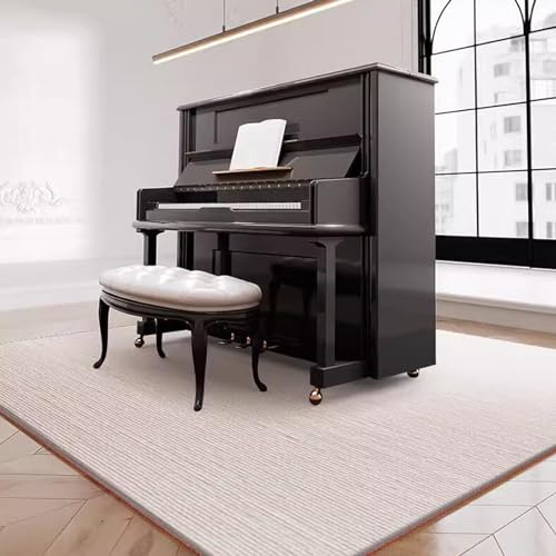 PPGE HOME Soundproof Rug for Piano, Upright Piano Carpet Protector Sound Dampening, Non-Slip Carpet Acoustic Pads Sound Proof Floor Mat Drum Set Carpet(Size:180×180cm,Color:Off White)