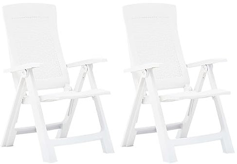 ARKEM Verstellbare Gartenstühle 2 STK. Kunststoff Weiß Gartenstuhl Verstellbar BalkonstüHle GartenstüHle 48760