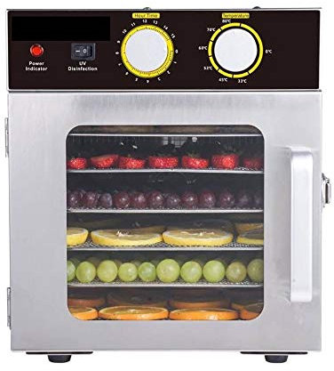PASPRT Disidratatore per Alimenti in Acciaio Inossidabile a 6 Strati/Essiccatore per Frutta e Verdura/Essiccatore per Erbe e Carne per Snack/Essiccatore per Alimenti ed essiccatore