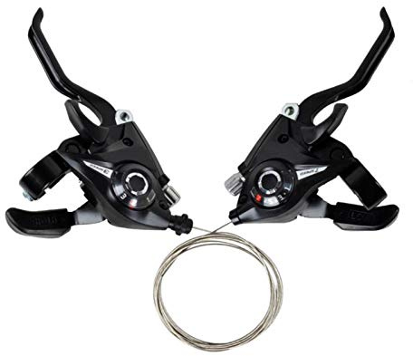 Palancas Cambio Bicicleta, Cambio De Bicicleta 3x7/3x8 Velocidad Cambios Frenos Combo, Kits De Palanca De Freno Izquierda Derecha Con Indicador De Marcha Y Cables De Freno Para Bici Montaña, Carretera