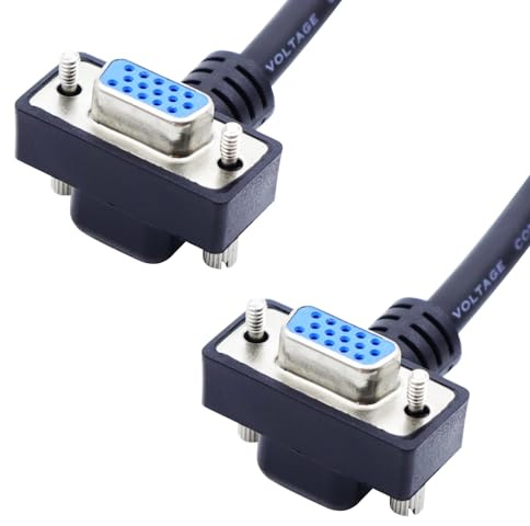 LANMINGLEL Cable VGA de 90 grados 15 pines VGA para monitor VGA a VGA 1080P VGA cable alargador para monitor proyector ordenador (hembra a hembra)