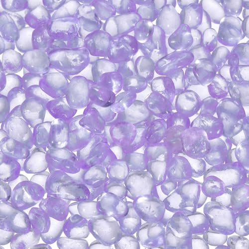 sourcing map Pietre di vetro, 453 g, ciottoli di vetro, marmi artificiali, gemme per esporre vasi, terrari, decorazioni per vasi di fiori (5-9 mm, viola chiaro)