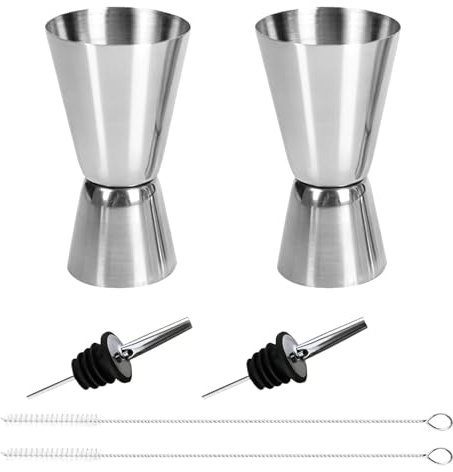 Shot Measure, Spirit Measures 25ml 50ml, Stainless Steel Spirit Measure Durable Shot Measures for Spirits for Bartending Home Bar and Professional Use (2cps（Silver）)