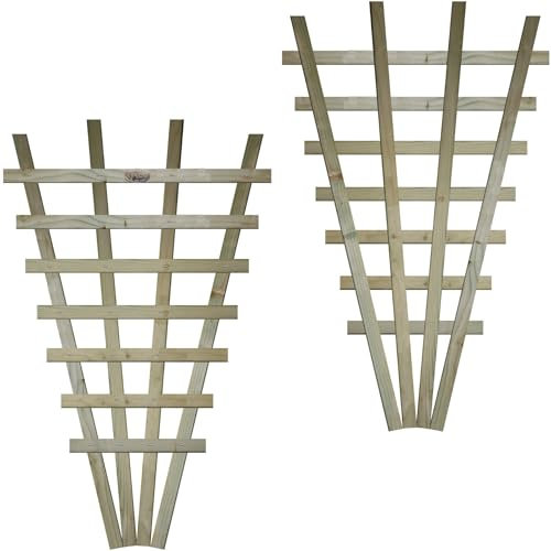 Small Fan Shaped Pack of 2 2x3ft (W: 2ft x H: 3ft) Frameless Decorative Lattice Trellis Panel Plant Grown Wall/Fence Art with Reduced Privacy Squares Width 610mm x Height: 990mm