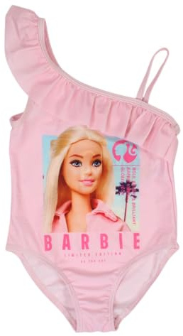 Disney Barbie, Costume Intero, Bambina, Bambino (da 3 a 8 Anni), Body, Rashguard, Bikini, Costume da Bagno, Piscina, Spiaggia, Nuoto, Estate, Modello Bar 5244451 S1-5/6A, Rose