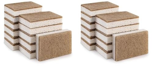 Booso Esponjas Naturales Ecológicas para Platos, Paquete de 24, Esponja de Cocina Biodegradable con Estropajo de Compostable
