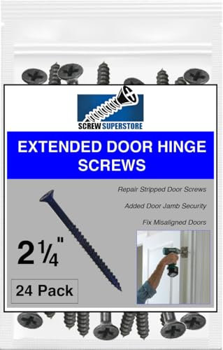 Door Hinge Screws #9 x 2-1/4 in - Steel, 24 Pack (Black)