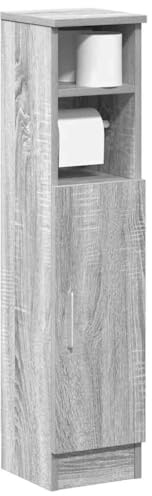 LLEZKBR Ensemble de meubles de salle de bain - Armoire de salle de bain avec porte-rouleau - Gris Sonoma - 20,5 x 22 x 90 cm