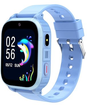 Ruopoem Smartwatch Kinder, 4G Kinder Smartwatch mit GPS und Telefon Videoanruf, GPS UhrKinder Anruffunktion SOS Spiel Voice Wecker Schulmodus SIM IP68 Wasserdicht Handy, Geschenke für Mädchen Jungen