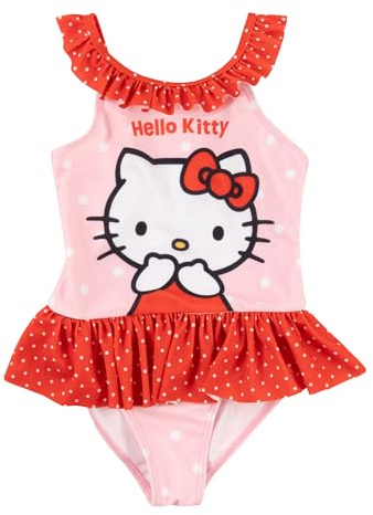 United Labels Hello Kitty baddräkt för flickor med volanger, rosa röd, baddräkt barn, badkläder