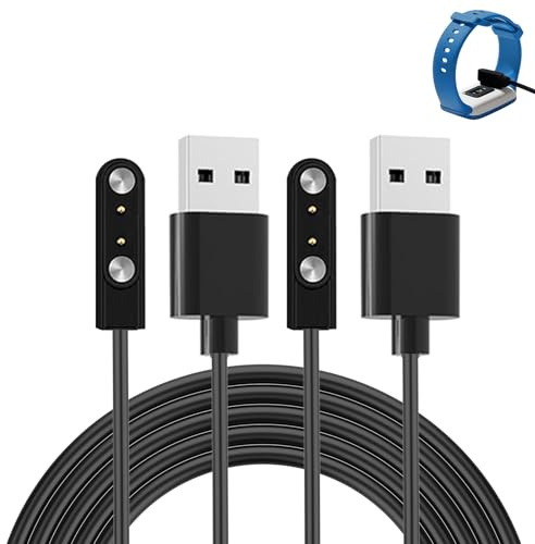 Menibeuty 2pcs Chargeur Montre Connecté, 2Pin 4mm Câble Chargement Magnétique Câble De Recharge Chargeur Montre Ice Watch Accessoires Pour Montres Intelligente Chargeurs Montres Connectée