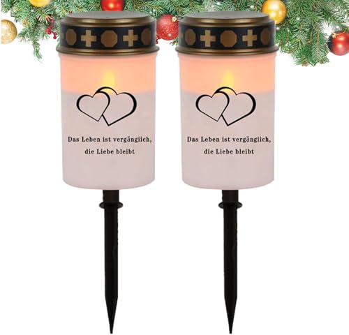 Luz LED para tumba, juego sin llama, con 2 unidades, iluminación de jardín impermeable para tumbas, caminos, decoración de fiestas en el jardín