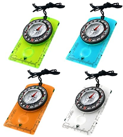 4 Compasses for Navigation, Adjustable Declination, Magnifier, Ruler and Scale, Multifunctional Orienteering Compass for Hiking, Camping, Outdoor Activities, Map Reading and Adventure