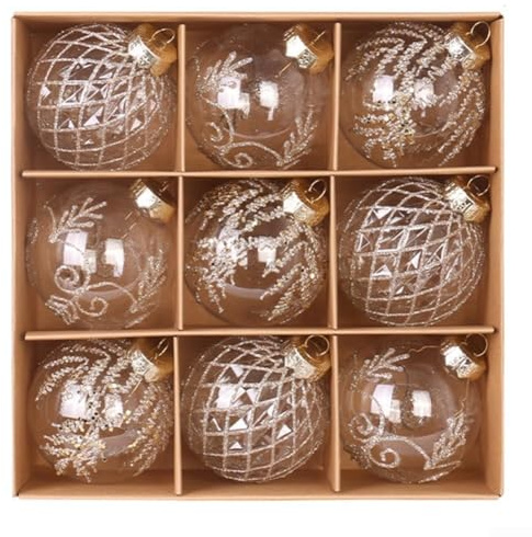 Christmas Tree Decorations, Baubles Set with Pack of 9 Shatterproof Plastic Pale Gold Christmas Ball Ornaments, Decor(beige)
